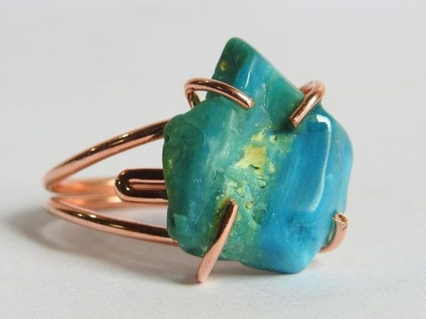 Copper Chrysocolla Ring ♡ : Healing Ring + Copper + Adjustable + Emotional Healing + Spiritual Growth + Peace - Image 2