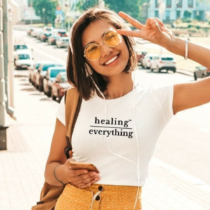 Healing over Everything™ Women's Short Sleeve Tee ♡ | Curvy Fit + Minimalist + Short Sleeve Tee + Women’s Healing over Everything™ Tee