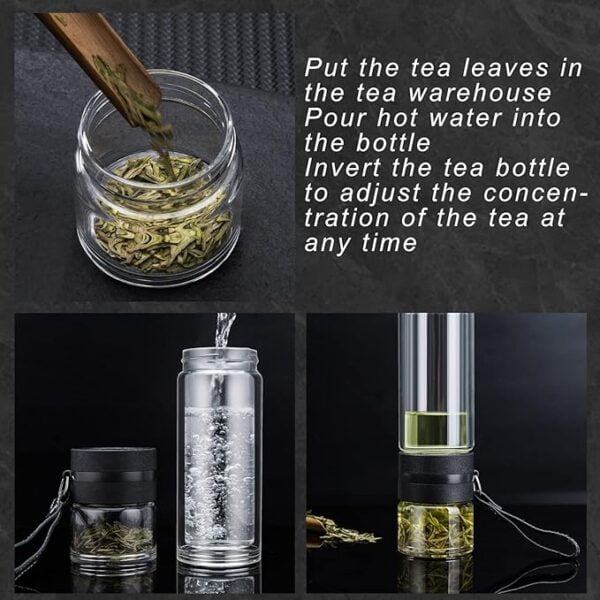 Glass Tea & Fruit Infuser Bottle ♡ Portable Travel Tumbler Mug for Home, Work and Play - Image 4
