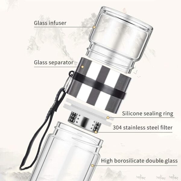 Glass Tea & Fruit Infuser Bottle ♡ Portable Travel Tumbler Mug for Home, Work and Play - Image 2