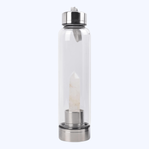 Luxury Glass Crystal Bottle ♡ : Clear Quartz + On the Go + Home + Work + High Vibration + Gift