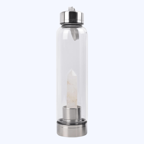 Luxury Glass Crystal Bottle ♡ : Clear Quartz + On the Go + Home + Work + High Vibration + Gift