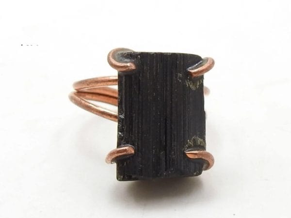 Copper Black Tourmaline Ring ♡ : Healing Ring + Copper + Adjustable + Protection + EMF Protection + Absorbs Negative Energy - Image 5