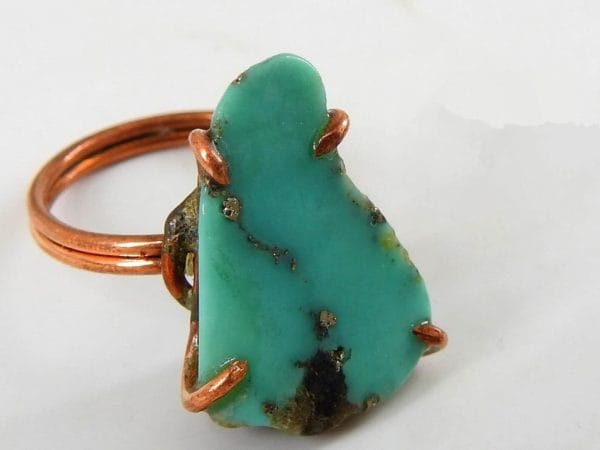 Copper Arizona Turquoise Ring ♡ : Healing Ring + Copper + Adjustable + Protection + Anxiety Reliever + Encourages Emotional Balance - Image 2