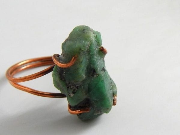 Copper Emerald Ring ♡ : Healing Ring + Copper + Adjustable + Abundance + Stress Reliever + Emotional Healing - Image 3