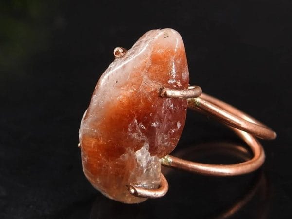 Copper African Sunstone Ring ♡ : Healing Ring + Copper + Adjustable + Joy + Abundance + Boosts Confidence - Image 4