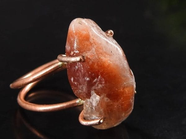 Copper African Sunstone Ring ♡ : Healing Ring + Copper + Adjustable + Joy + Abundance + Boosts Confidence - Image 3