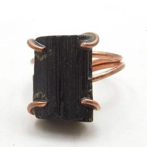 Copper Black Tourmaline Ring ♡ : Healing Ring + Copper + Adjustable + Protection + EMF Protection + Absorbs Negative Energy