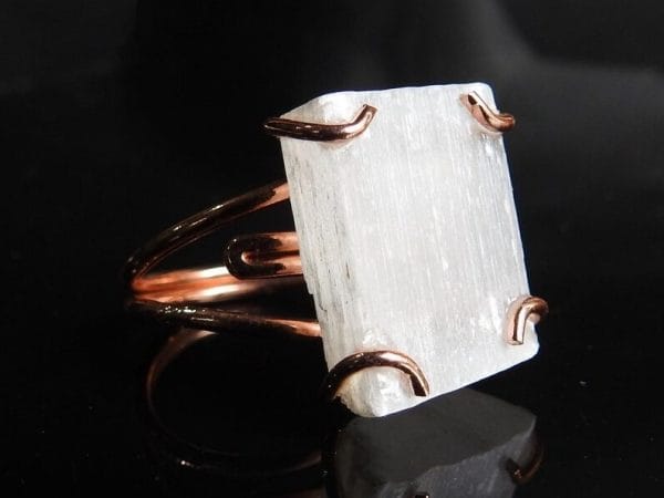 Copper Selenite Ring ♡ : Healing Ring + Copper + Adjustable + Purifying + Spiritual Growth + Repels Negativity - Image 2