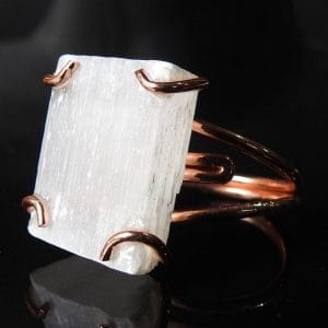 Adjustable Handcrafted Copper Selenite Ring ♡ | Healing Ring + Copper + Protection + Purification + Spiritual Growth + Mental Clarity