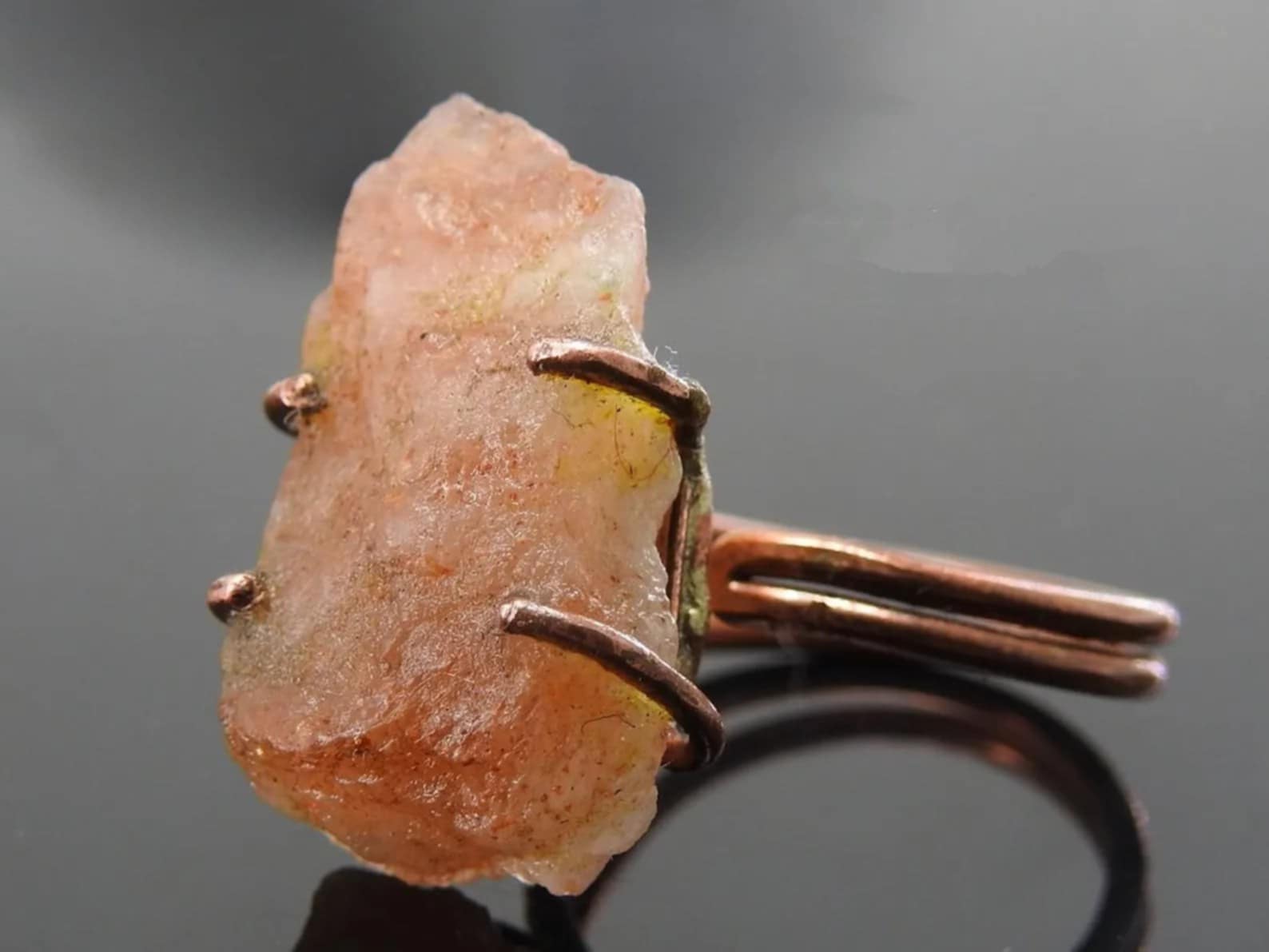 Adjustable Handcrafted Copper Sunstone Ring ♡ | Healing Ring + Copper + Joy + Vitality + Positivity + Good Fortune