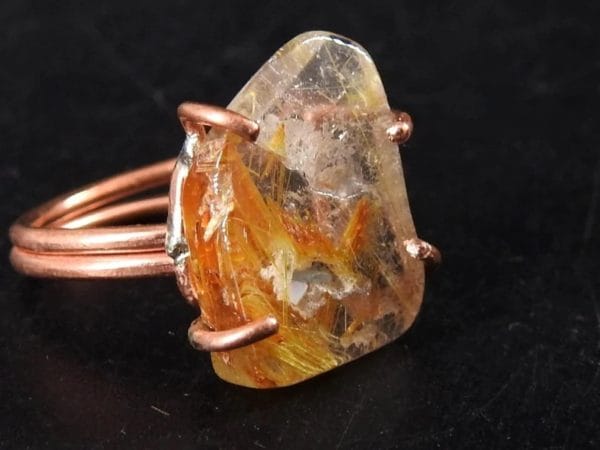 Copper Golden Rutilated Quartz Ring ♡ : Healing Ring + Copper + Adjustable + Personal Growth + Manifestation + Amplifies Intentions - Image 4