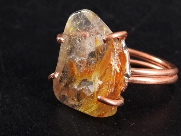Copper Golden Rutilated Quartz Ring ♡ : Healing Ring + Copper + Adjustable + Personal Growth + Manifestation + Amplifies Intentions - Image 2
