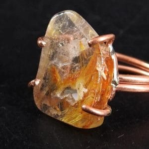 Adjustable Handcrafted Copper Golden Rutilated Quartz Ring ♡ | Healing Ring + Copper + Amplification + Abundance + Manifestation + Confidence