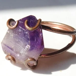 Copper Amethyst Ring ♡ : Healing Ring + Copper + Adjustable + Calming + Stress Reliever + Emotional Healing
