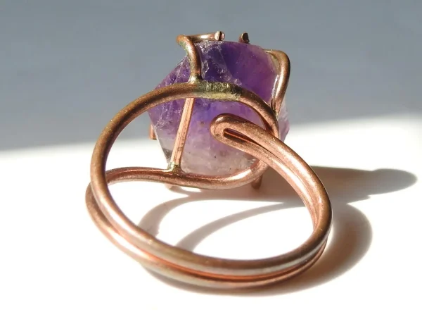 Copper Amethyst Ring ♡ : Healing Ring + Copper + Adjustable + Calming + Stress Reliever + Emotional Healing - Image 5