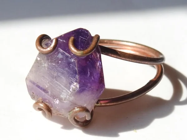 Copper Amethyst Ring ♡ : Healing Ring + Copper + Adjustable + Calming + Stress Reliever + Emotional Healing - Image 3