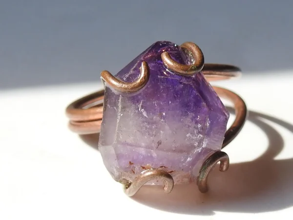 Copper Amethyst Ring ♡ : Healing Ring + Copper + Adjustable + Calming + Stress Reliever + Emotional Healing - Image 8