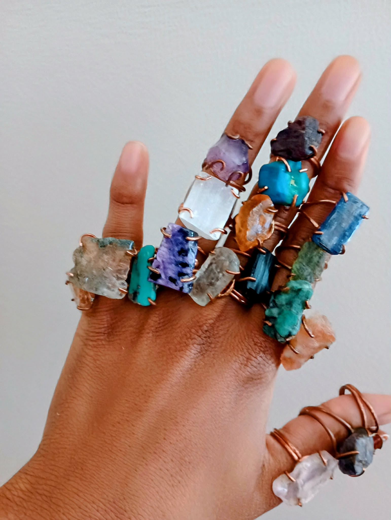 Pick Your Adjustable Handcrafted 99.9% Pure Copper Crystal Ring ♡ | Healing Ring + Copper + Intentional Jewelry + Manifestation