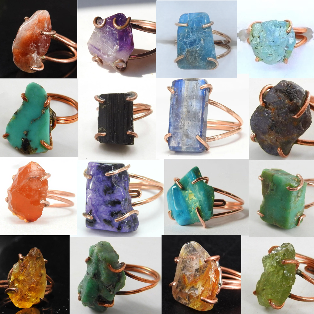 Pick Your Adjustable Handcrafted 99.9% Pure Copper Crystal Ring ♡ | Healing Ring + Copper + Intentional Jewelry + Manifestation - Image 2