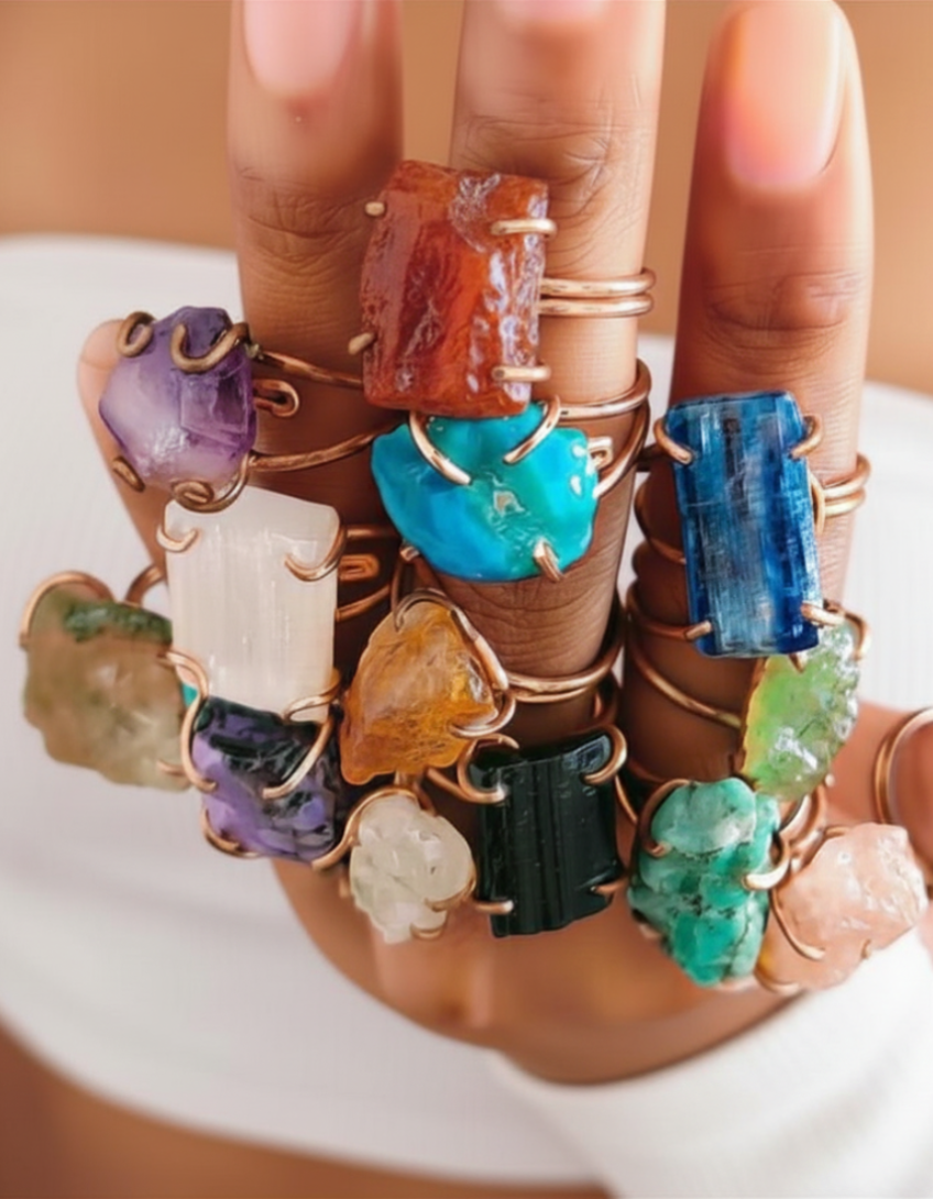 Pick Your Adjustable Handcrafted 99.9% Pure Copper Crystal Ring ♡ | Healing Ring + Copper + Intentional Jewelry + Manifestation - Image 2