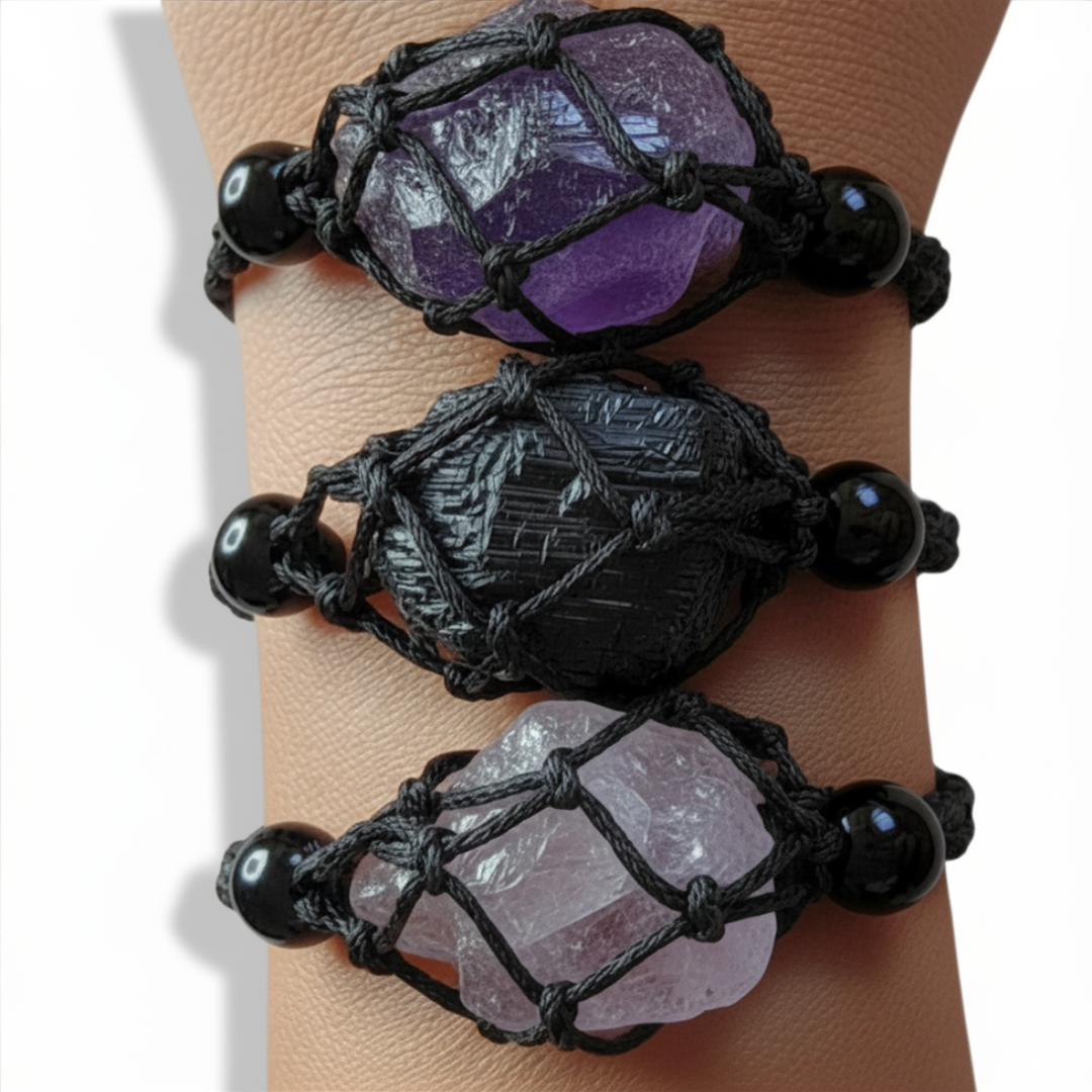 Mystery Crystal Macrame Bracelet ♡ | Surprise Healing Crystal Jewelry + Lucky Dip + Spiritual Gift + Intention Jewelry + Raw + Manifestation Bracelet