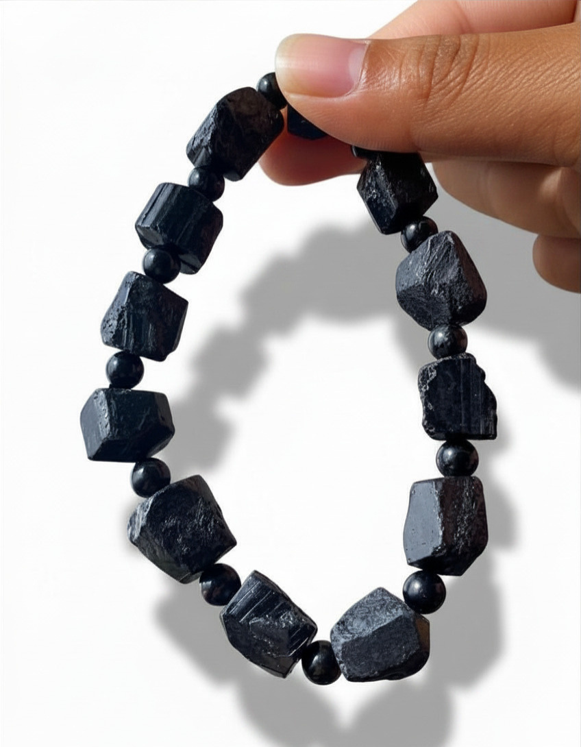 EMF Protection Raw Black Tourmaline Bracelet ♡ | EMF Protection + EMF Shield + Protection + Black Tourmaline + Raw + EMF Protection Bracelet - Image 7