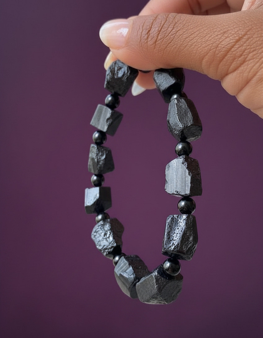 EMF Protection Raw Black Tourmaline Bracelet ♡ | EMF Protection + EMF Shield + Protection + Black Tourmaline + Raw + EMF Protection Bracelet - Image 6