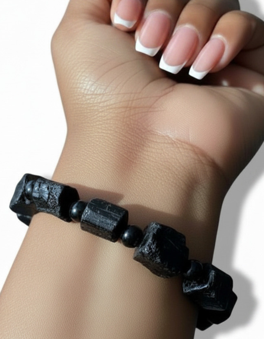 EMF Protection Raw Black Tourmaline Bracelet ♡ | EMF Protection + EMF Shield + Protection + Black Tourmaline + Raw + EMF Protection Bracelet - Image 4