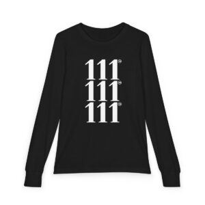 Triple 111 Kids PowerGlow™ Long Sleeve Tee ♡ | Unisex Angel Number Tee + Kids Tee + Long Sleeve + Minimalist + Angel Number 111 + 111 + High Vibrational