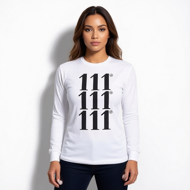 Triple 111 PowerGlow™ Long Sleeve Tee ♡ | Unisex Angel Number Tee + Long Sleeve + Minimalist + Angel Number 111 + 111 + High Vibrational - Image 4