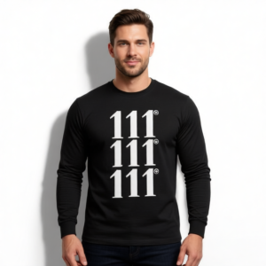 Triple 111 PowerGlow™ Long Sleeve Tee ♡ | Unisex Angel Number Tee + Long Sleeve + Minimalist + Angel Number 111 + 111 + High Vibrational