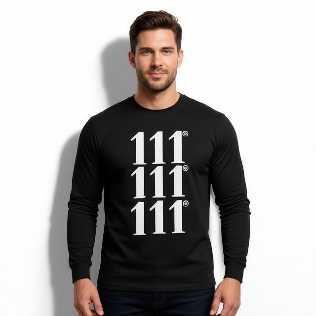Triple 111 PowerGlow™ Long Sleeve Tee ♡ | Unisex Angel Number Tee + Long Sleeve + Minimalist + Angel Number 111 + 111 + High Vibrational
